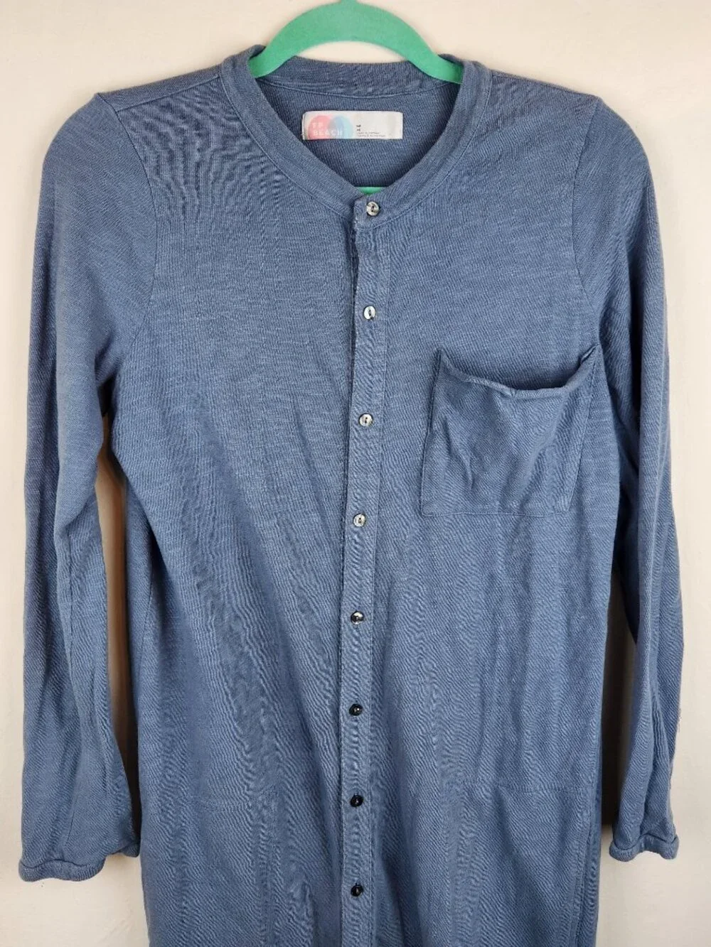 Free People Beach Something About Sam Blue Button Up Long Sleeve Shirt Dress M